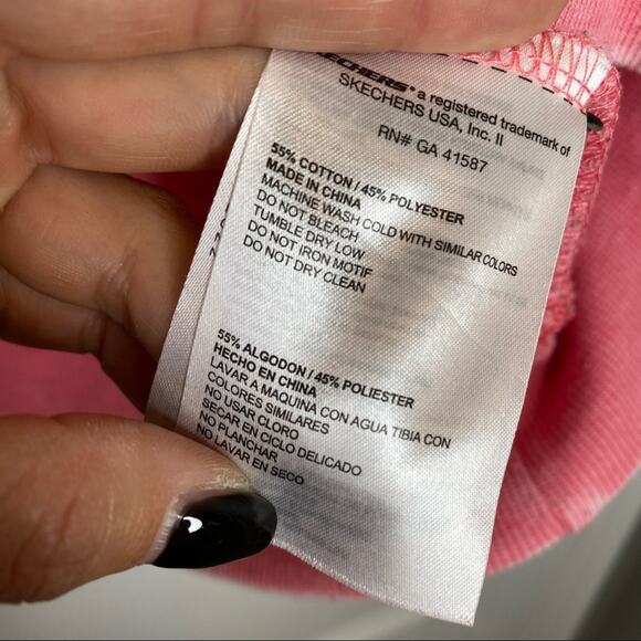 SKECHERS Womens Pink Logo Burnout Crew Neck Pullover Sweatshirt Size XS - Picture 5 of 5